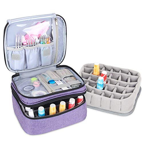 Luxja organizador de esmaltes de uñas, esmaltes de uñas estuche, porta esmaltes de uñas- Sostiene 30 botellas (15 ml - 0.5 fl.oz), bolsa de almacenamiento de doble capa para lacas y manicuras, Púrpura