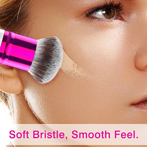 Luxspire Brocha de Maquillaje Profesional, Cepillo de Base Cerdas Suave Redonda Grande, Pinceles de Maquillaje de Fundación Herramienta Cosmética, Sonrojo Polvo Aplicador BB Crema - Blanco & Rosado