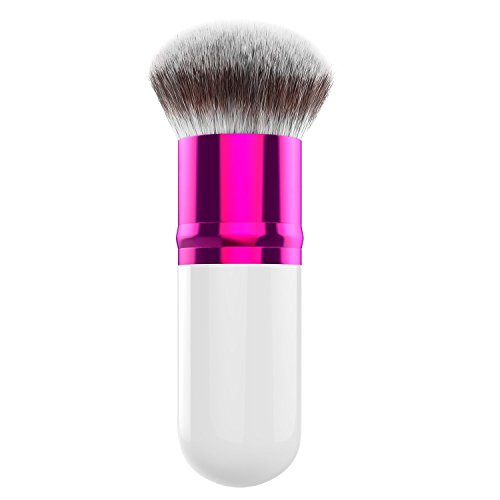 Luxspire Brocha de Maquillaje Profesional, Cepillo de Base Cerdas Suave Redonda Grande, Pinceles de Maquillaje de Fundación Herramienta Cosmética, Sonrojo Polvo Aplicador BB Crema - Blanco & Rosado