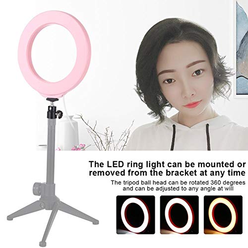 Luz de anillo de video LED, luz de relleno LED para maquillaje de cámara de video en vivo, luz de anillo 3 colores Iluminación de video de luz de anillo brillante ajustable, luz de anillo de mesa para