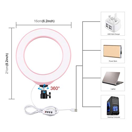 Luz de anillo de video LED, luz de relleno LED para maquillaje de cámara de video en vivo, luz de anillo 3 colores Iluminación de video de luz de anillo brillante ajustable, luz de anillo de mesa para