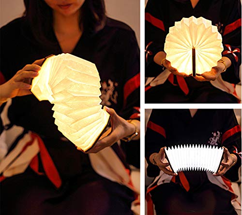 Luz de libro de madera Luz de noche LED portátil Luz de libro plegable Luz de órgano de madera recargable Luz ambiental para decoración, aniversario o regalo de San Valentín