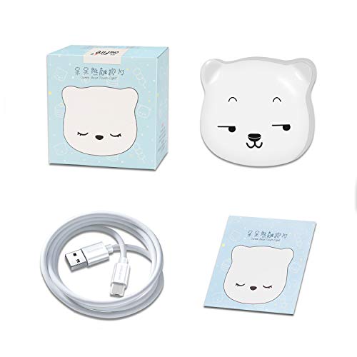 Luz De Noche LED Para Niños, Lámpara De Cabecera Para Bebés SYOSIN, con Tres Cambios De Color y Luz Tenue, Para Leer y Dormir, Regalo De Cumpleaños Para Niños (Blanco)