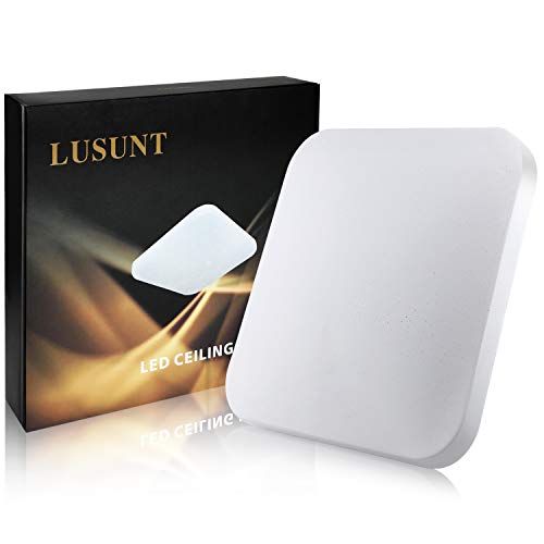 Luz de techo LED Baño Cocina Dormitorio Luces de techo Ducha Sala Comedor Estudio Balcón Pasillo Corredor Lámpara de techo Blanco natural 4000K Cuadrado moderno Impermeable 2050lm 26W LUSUNT
