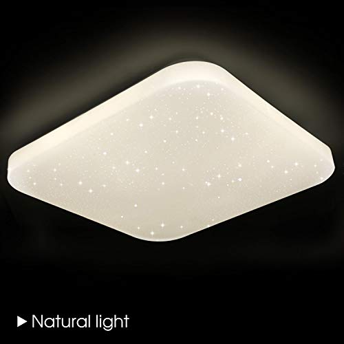 Luz de techo LED Baño Cocina Dormitorio Luces de techo Ducha Sala Comedor Estudio Balcón Pasillo Corredor Lámpara de techo Blanco natural 4000K Cuadrado moderno Impermeable 2050lm 26W LUSUNT
