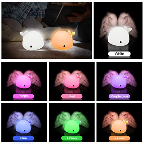 Luz Nocturna Bebé, 7 Color Cambiante USB Recargable Lámpara Niños, luz nocturna infantil Control Táctil para Habitación de Bebé, Dormitorio, Salas de estar, Camping