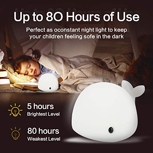 Luz Nocturna Bebé, 7 Color Cambiante USB Recargable Lámpara Niños, luz nocturna infantil Control Táctil para Habitación de Bebé, Dormitorio, Salas de estar, Camping