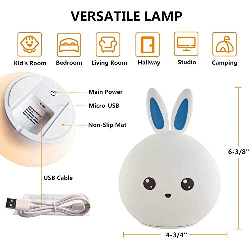 Luz Nocturna Infantil Recargable LED Mesilla de Noche Lámpara de Silicona y Portátil con Luces de Colores para Bebé Niños Niñas, Dormitorio y Guardería Decoración Azul