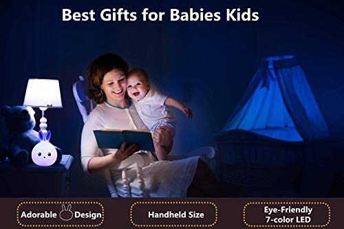 Luz Nocturna Infantil Recargable LED Mesilla de Noche Lámpara de Silicona y Portátil con Luces de Colores para Bebé Niños Niñas, Dormitorio y Guardería Decoración Azul