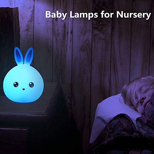 Luz Nocturna Infantil Recargable LED Mesilla de Noche Lámpara de Silicona y Portátil con Luces de Colores para Bebé Niños Niñas, Dormitorio y Guardería Decoración Azul