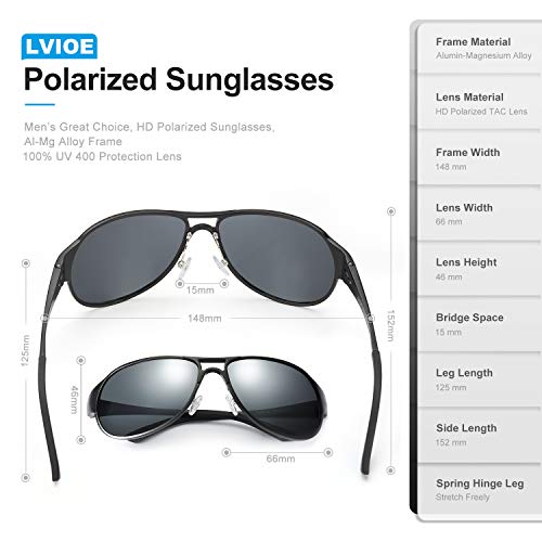 LVIOE Fotocromaticas Gafas de Sol Hombre Polarizadas Clásico Al-Mg Aleación 100% UVA & UVB Protección de Conducción Pesca