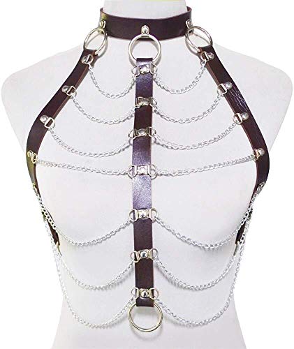 LXDDJXL Collares largos Lariat Collar de cintura Cadena de lencería de moda corsé punk corset cadena de cuerpo de discoteca sexy cadena de cuerpo Beach Charm Chain Bar (color: marrón)
