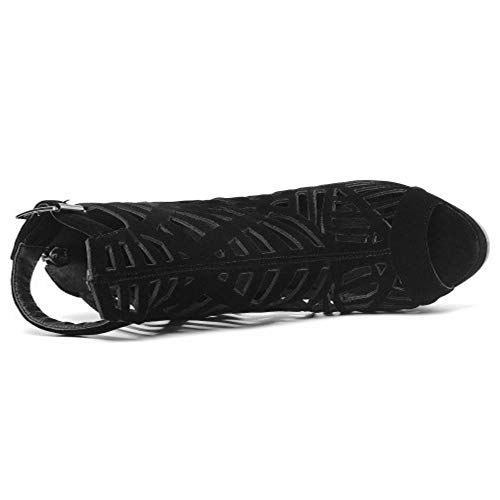 Lydee Mujer Moda Peep Toe Gladiator Sandalias Tacones de Aguja Bootie Zapatos de Verano Plataforma Noche Footwear Black Tamaño 47