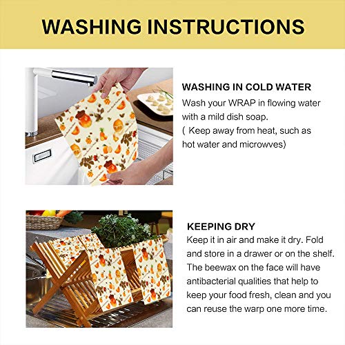 Lyeiaa Envoltorio Reutilizable para Alimentos, 3 Unidades, de Cera de Abeja con Ingredientes Naturales, Respetuoso con el Medio Ambiente