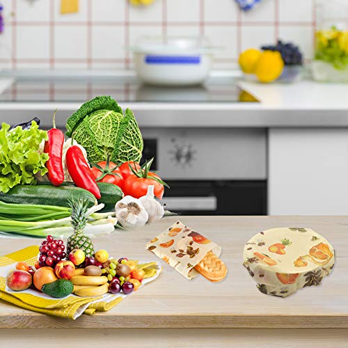 Lyeiaa Envoltorio Reutilizable para Alimentos, 3 Unidades, de Cera de Abeja con Ingredientes Naturales, Respetuoso con el Medio Ambiente