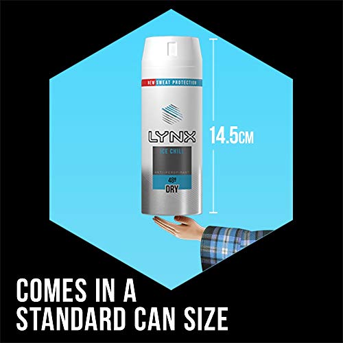 Lynx Ice Chill, fuerte desodorante antitranspirante para hombres, fragancia limpia y fresca, de larga duración, antisudor y protección contra el olor corporal, paquete a granel (6 x 150 ml)