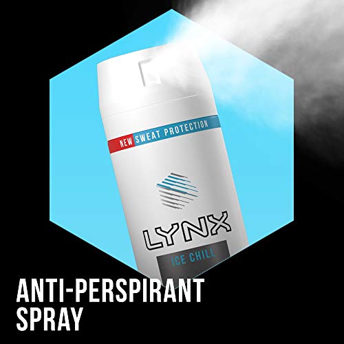 Lynx Ice Chill, fuerte desodorante antitranspirante para hombres, fragancia limpia y fresca, de larga duración, antisudor y protección contra el olor corporal, paquete a granel (6 x 150 ml)
