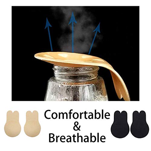 LYworld Sujetador Invisible Coneja para Mujer Push Up Sujetador Sin Tirantes Adhesivo Silicona Sujetador Impermeable Respirable Reutilizable Cómodo (Beige)