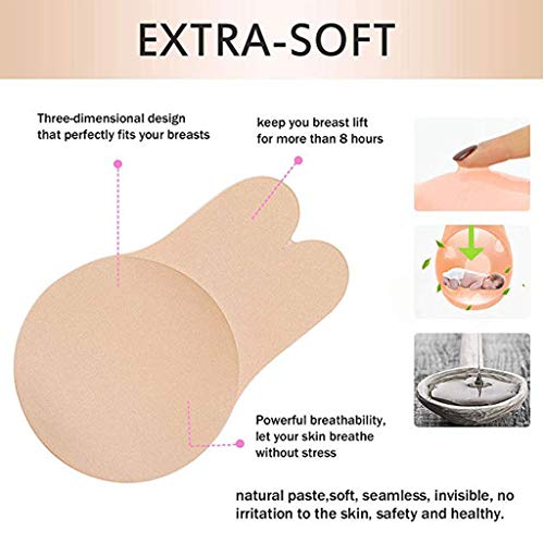 LYworld Sujetador Invisible Coneja para Mujer Push Up Sujetador Sin Tirantes Adhesivo Silicona Sujetador Impermeable Respirable Reutilizable Cómodo (Beige)