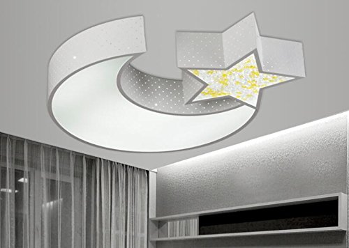 LYXG Luces LED lámpara de techo de niños y niñas Luna estrellas dormitorio estudio creativo luz niños arte luz de lámparas de hierro (550mm*70mm), White box con luz blanca