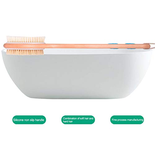 LYXMY epillo Ducha olgante Pared Madera Limpieza la Espalda Piel Exfoliante Húmeda o Seca Antideslizante Depurador casero Exfoliante Suave Baño Doble Cara Largo Masaje Corporal