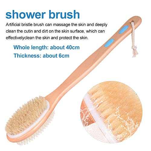 LYXMY epillo Ducha olgante Pared Madera Limpieza la Espalda Piel Exfoliante Húmeda o Seca Antideslizante Depurador casero Exfoliante Suave Baño Doble Cara Largo Masaje Corporal