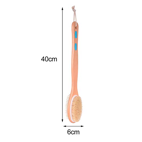 LYXMY epillo Ducha olgante Pared Madera Limpieza la Espalda Piel Exfoliante Húmeda o Seca Antideslizante Depurador casero Exfoliante Suave Baño Doble Cara Largo Masaje Corporal