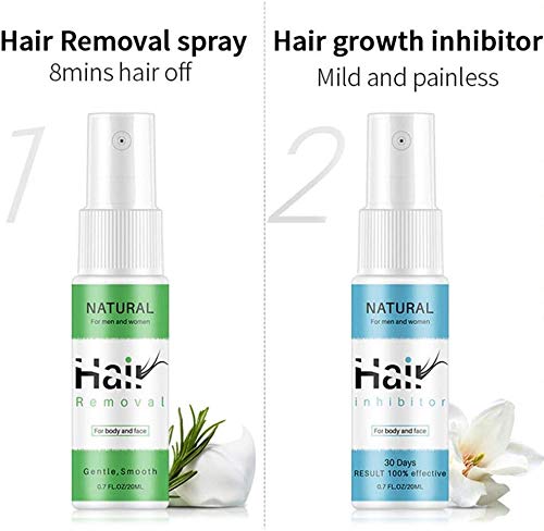 LZL Inhibidor del Crecimiento del Vello Corporal sin espray para depilación de 2 Piezas para Barba Bikini Cara piernas axila Corporal (1 Verde 1 Azul)