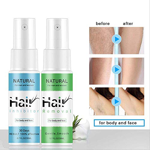 LZL Inhibidor del Crecimiento del Vello Corporal sin espray para depilación de 2 Piezas para Barba Bikini Cara piernas axila Corporal (1 Verde 1 Azul)