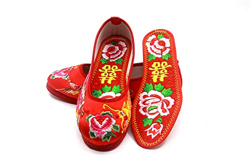 LZLHYH Plantilla Transpirable Y Cómoda Bordada De Algodón Bordada, Desodorante Antisudor, Las Plantillas De Boda Chinas Traen Buena Suerte, Adecuadas para Calzado Deportivo, Zapatos De Cuero,A,40