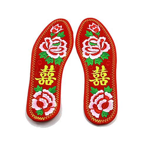 LZLHYH Plantilla Transpirable Y Cómoda Bordada De Algodón Bordada, Desodorante Antisudor, Las Plantillas De Boda Chinas Traen Buena Suerte, Adecuadas para Calzado Deportivo, Zapatos De Cuero,A,40