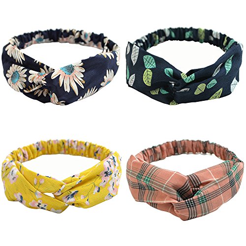 LZYMSZ 12 Paquetes Mujeres Diademas Para el Cabello Diadema de Alambre Estampado Floral Tocado Torcido Nudo Banda Para El Cabello Envolturas Para La Cabeza De Yoga Deportes Turbante El¨¢sti (Adult-12)