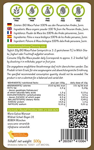 Maca fit 500g puro de la raíz de maca organica