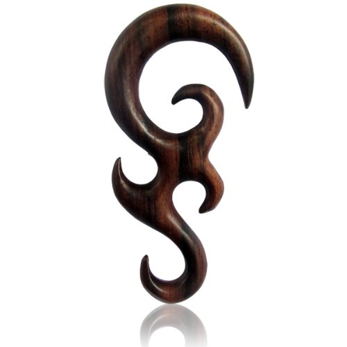 Madera Sono Chic-Net largo Piercing tribal consejos Decoración Madera Unisex Orgánica Expander talladas a mano 06 mm