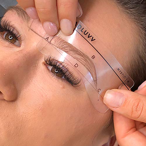 MADLUVV Mejor Juego de formar de la ceja de la plantilla, conjunto de 6 de plástico reutilizable plantillas para tatuaje semipermanente Microblading y Maquilladores (Perfil bajo)