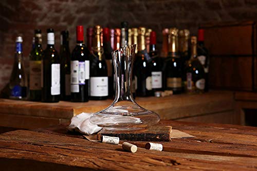 Mafiti Decantador de vino con copas incluídas (cuatro copas de cristal). Jarra conservadora de vino tinto - Regalo ideal enotecas - Accesorio para regalar a los amantes del vino
