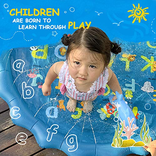 Mafiti Splash Pad,Tapete De Juegos De Agua Almahadilla Aspersor De Agua Inflable 170cm Al Aire Libre Para Niños, Mascotas en Jardín y Fiesta Casera Regalo Para Verano