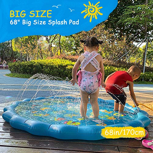 Mafiti Splash Pad,Tapete De Juegos De Agua Almahadilla Aspersor De Agua Inflable 170cm Al Aire Libre Para Niños, Mascotas en Jardín y Fiesta Casera Regalo Para Verano