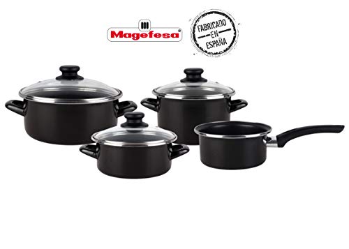 Magefesa Batería Cocina, Acero esmaltado, Negro, 41x27x19 cm, 3980