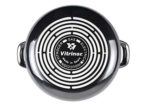 Magefesa Glass Olla Esmaltado Con Tapa, Antiadherente Bicapa Reforzado, Apto Para Todo Tipo De Cocinas, Incluida Inducción, Negro Cristal