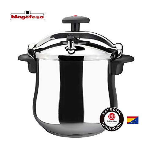 MAGEFESA Star Olla a presión rápida, fácil Uso, Acero Inoxidable 18/10, Apta para inducción. Fondo termodifusor, 3 Sistemas de Seguridad (BOMBEADA, 10L)