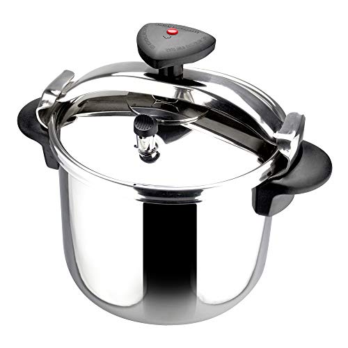 MAGEFESA Star Olla a presión rápida, fácil Uso, Acero Inoxidable 18/10, Apta para inducción. Fondo termodifusor, 3 Sistemas de Seguridad (Recta, 6L)