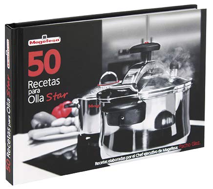 MAGEFESA STAR Olla a presión rápida. Pack exclusivo Olla+Cestillo+Libro de recetas. Fácil uso, acero inoxidable 18/10, apta para todo tipo de cocinas, incluido inducción, 3 sistemas de seguridad. (8L)