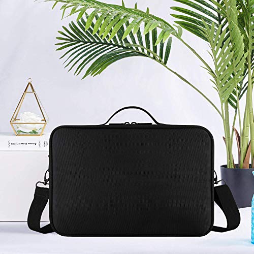 Magicfly Neceser para Maquillaje con Separadores Ajustables, Maletín de Maquillaje de 3 Capas, Bolsa Organizadora de Maquillaje Cosméticos Portátil, 34,5x23,5x12cm, Negro