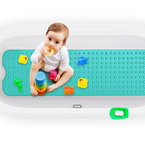 Magicfun Alfombrilla de Baño, Extralargo Alfombra para Bañera Antideslizante con 200 Potentes Ventosas, Antibacterial,Resistente al Moho, Lavable a Máquina, para Niños Ancianos 100 * 40cm