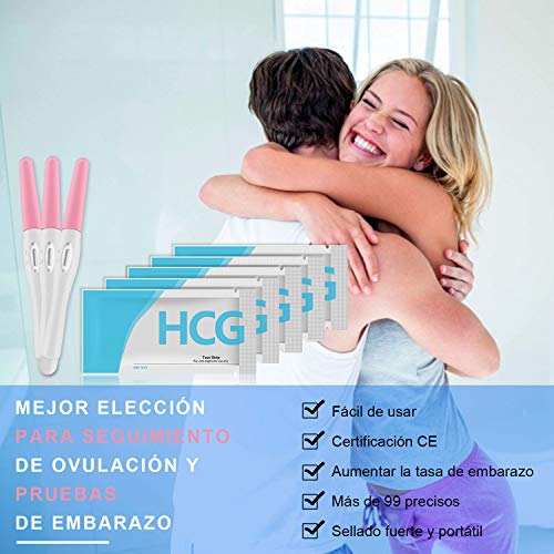 Magichome 3+5 Test de Embarazo HCG, 3 Palillos de La Prueba del Embarazo y 5 Tiras Pruebas de Embarazo alta Sensibilidad 25 mIU/ml
