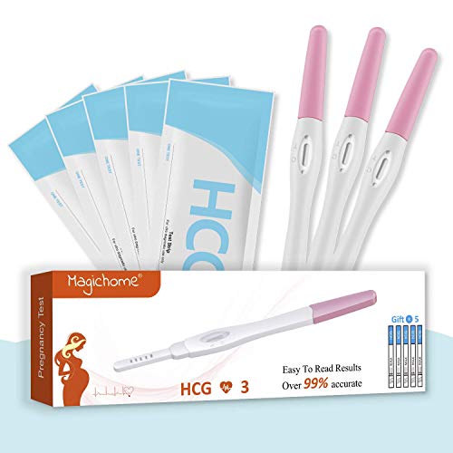 Magichome 3+5 Test de Embarazo HCG, 3 Palillos de La Prueba del Embarazo y 5 Tiras Pruebas de Embarazo alta Sensibilidad 25 mIU/ml