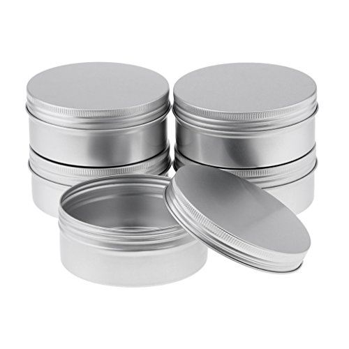 MagiDeal Envase Cosmético de Aluminio con Tapas para Almacenaje de Crema, Bálsamos Labiales y Té - 5pcs 250ml