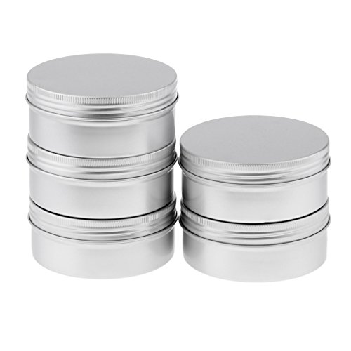 MagiDeal Envase Cosmético de Aluminio con Tapas para Almacenaje de Crema, Bálsamos Labiales y Té - 5pcs 250ml