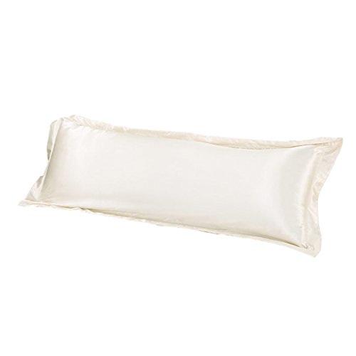 MagiDeal Funda de Almohada de Cuerpo Elegante de Seda Accesorio de Colores Diferentes DIY - Blanco 48x150cm